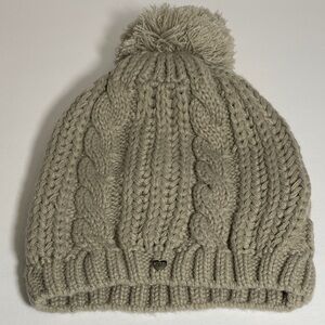 Juicy Couture Gray Cable Knit Hat with Pom-Pom